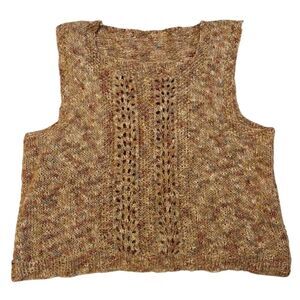 Handmade Handknitted Knit Sleeveless Sweater Vest pop over in Earth Tones SZ M/L